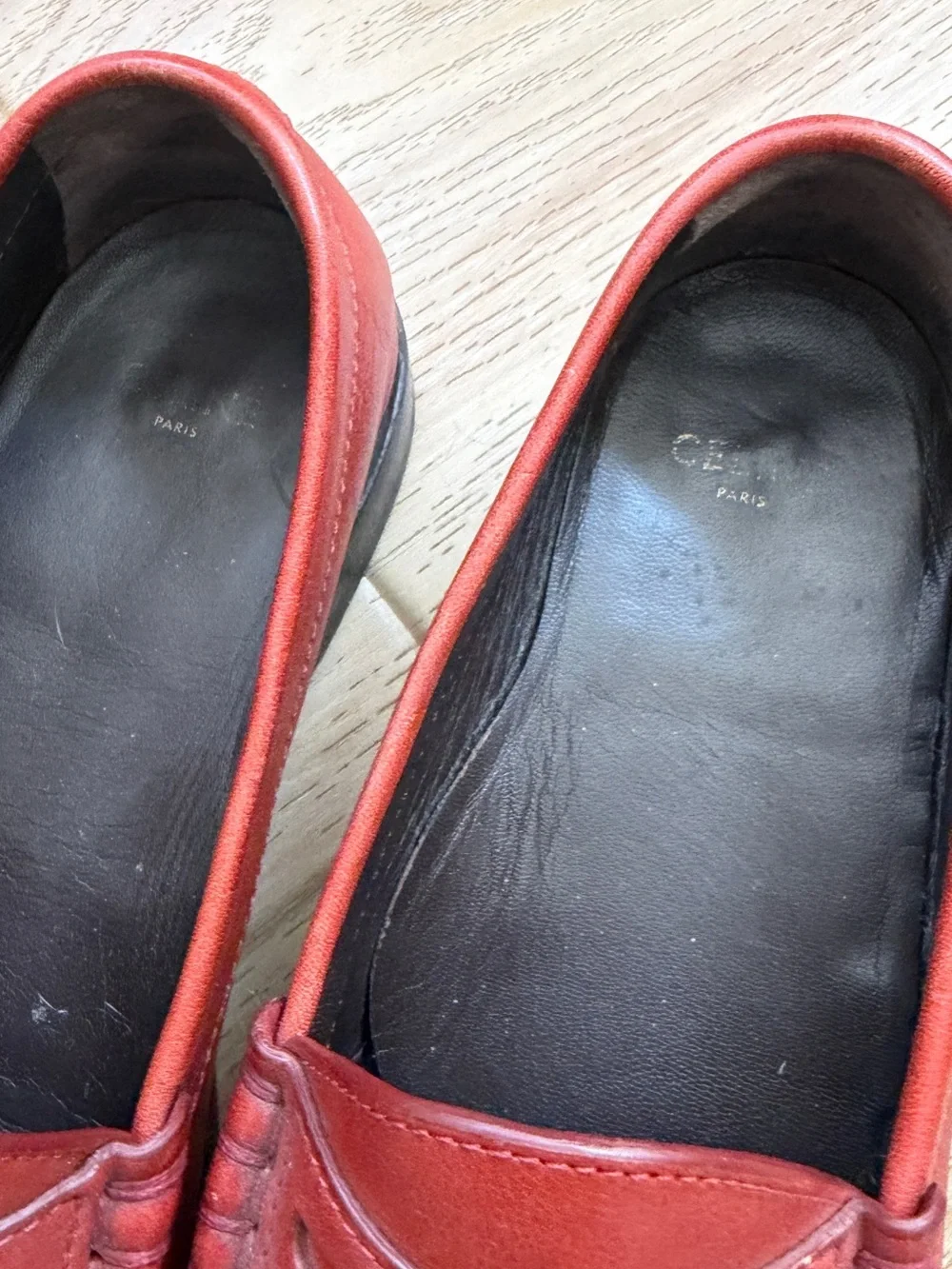 Celine women’s Classic Red Leather Tassel Loafers 38